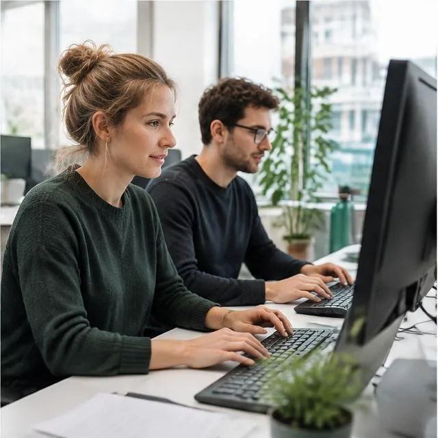 Softwareteam arbeitet gemeinsam im Büro